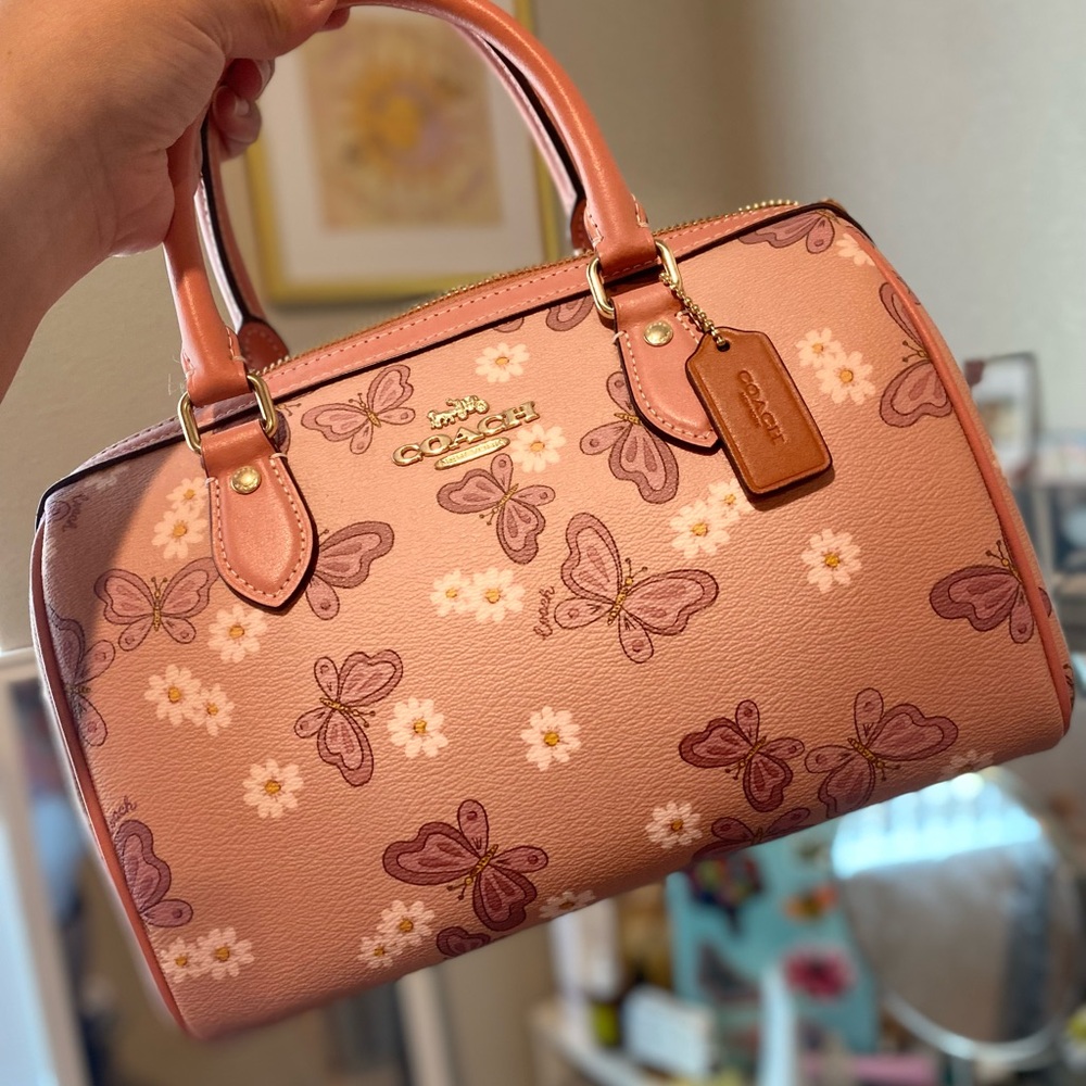 Coach Pink Butterfly Print Satchel